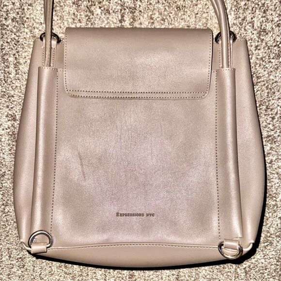 Expressions NYC Madison Ave Large Tote Bag Purse Beige Crossbody Handbag - Picture 7 of 8